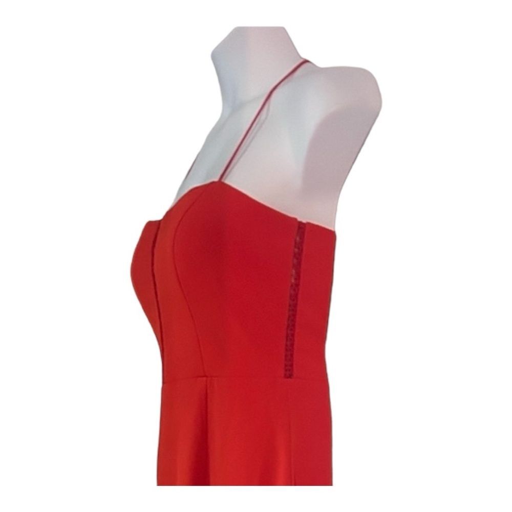 Jarlo Gown w/ Train High Low Fluted Formal Wedding Guest Prom Red Maxi Dress - Picture 11 of 15